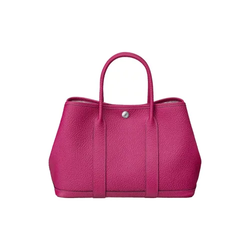 HERMES Garden Party Коровья кожа холст подкладка серебряная пряжка садовая сумка женский L3Rose Pourpre розово-фиолетовый