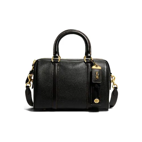 COACH Рубин Естественный Пескоструйная Кожа Сумка через плечо Сумка через плечо Сумка через плечо Средний Женская Черная