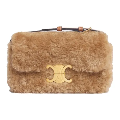 CELINE Triomphe Arc De Triomphe Овчина с коровьей кожей Сумка на плечо Сумка через плечо Ручная сумка Женская Бежевая