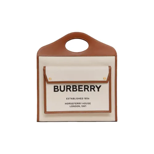 Burberry Карманная сумка двухтонный холст с кожей сумка через плечо сумка среднего размера женская цвет хаки