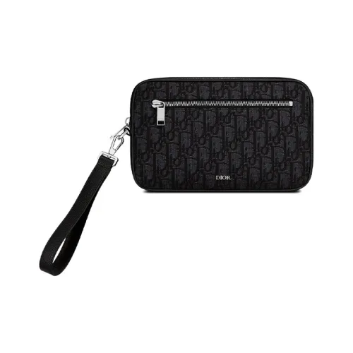 DIOR Коровья кожа Косметичка для макияжа Монетница Клатч Мужской Черный