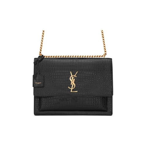 SAINT LAURENT Кожа Sunset Сумка Сумка через плечо Сумка Большая Женская Черная