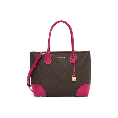 MICHAEL KORS Mercer Холст Одно Плечо Сумка Средний Женский Коричневый Розовый Многоцветный
