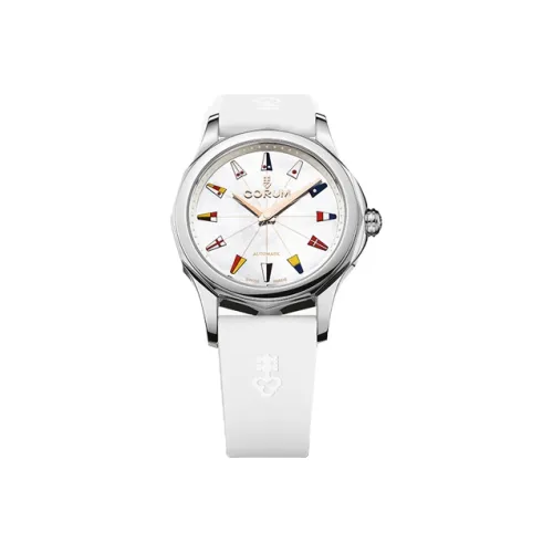 Corum ADMIRAL Collection Автоматический Механический Механизм Женские Часы 32 мм Серебристый Циферблат Корпус из Нержавеющей Стали Резиновый Ремешок