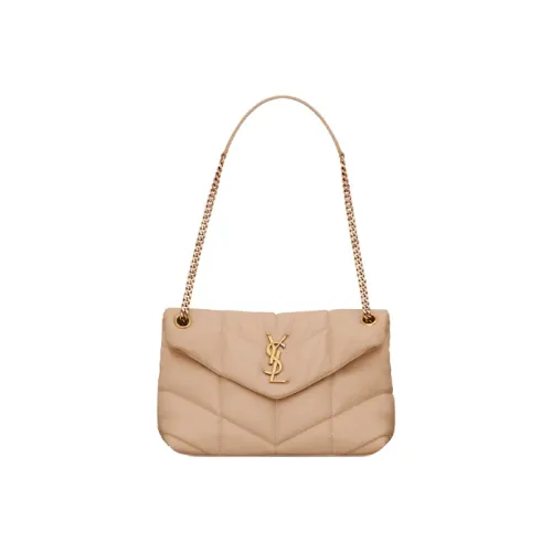 SAINT LAURENT Puffer Овчина Cloud Сумка Сумка-подушка Сумка Сумка через плечо Сумка через плечо Маленькая Женская Темно-бежевая