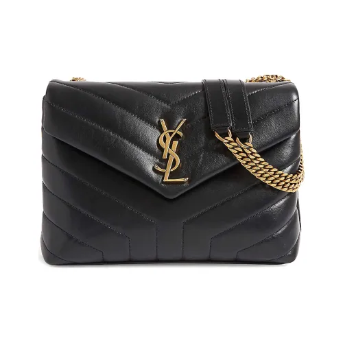 SAINT LAURENT LOULOU Quilted Кожа Сумка через плечо Сумка на плечо Маленькая Женская Черная