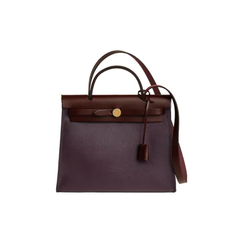 HERMES Herbag Zip Водонепроницаемая холщовая кожаная сумка через плечо сумка через плечо унисекс Cassis Noir Rouge Sellier