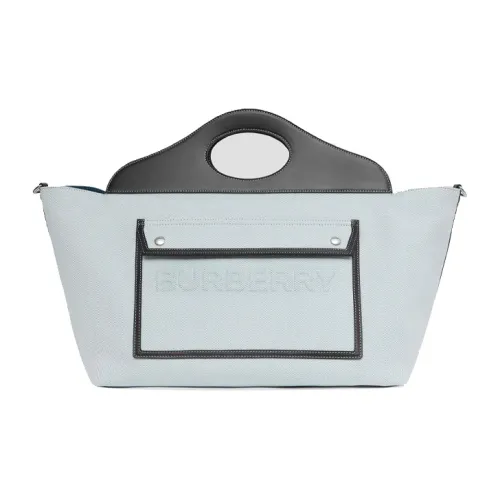 Burberry Карманная сумка из хлопка холста и кожи тоут-сумка сумка для покупок сумка среднего размера женская яркая кобальтовый черный