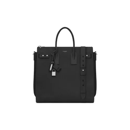 SAINT LAURENT SAC DE JOUR Телячья кожа GRAIN LEATHER Тоут Сумка Сумка для покупок Сумка Мужская Черная