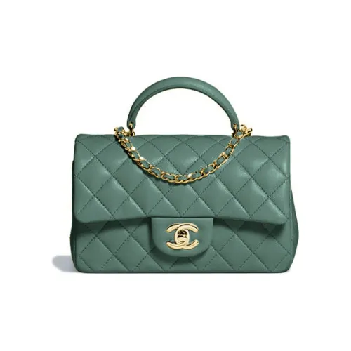 CHANEL Classic Flap CF21K Winter Овчина Сумка через плечо Сумка Мини Женская Бирюзовая