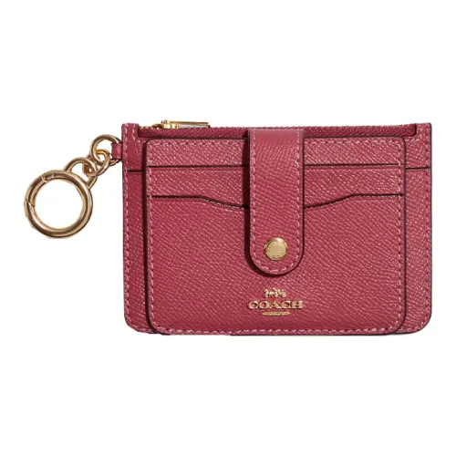 COACH Крестообразный текстура кожа держатель для карт женский персиково-розовый