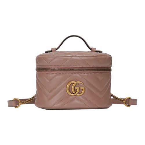 GUCCI Marmont Quilted Кожа Косметичка Сумка Рюкзак Мини Женский Темно-розовый