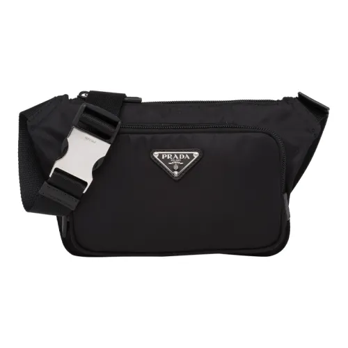 PRADA Saffiano RE Нейлон Переработанный Нейлон Плечевая Сумка Бананка Мужская Черная