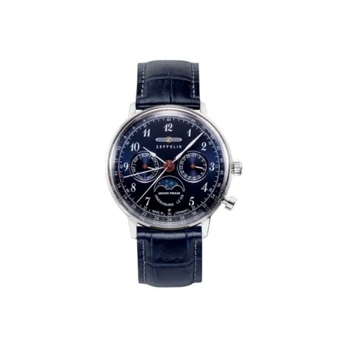 ZEPPELIN Hindenburg Collection Кварцевый механизм Женские часы Синий циферблат Корпус из нержавеющей стали Ремешок из натуральной кожи
