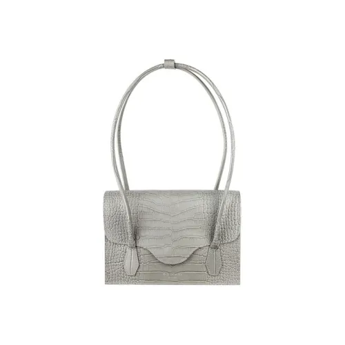 YESE STUDIO Crocodile Тисненая Коровья кожа Сумка на плечо Сумка среднего размера Женская Дымчатый серый