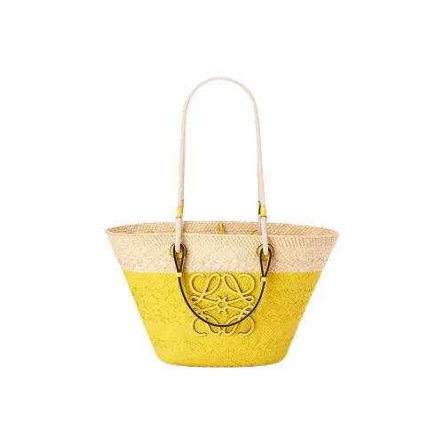 LOEWE Anagram Basket Пальма Волокно Коровья кожа Сумка Женские Лимон
