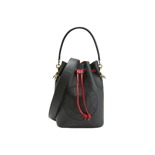 FENDI Телячья кожа Ведрообразная сумка Сумка через плечо Сумка Маленькая Женская Черная