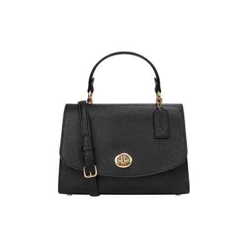 COACH Tilly Крестообразная текстура кожа Сумка через плечо Сумка через плечо Сумка среднего размера Женская Черная