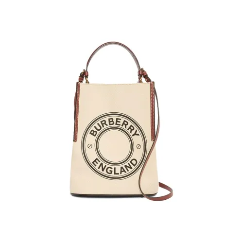 Burberry Хлопок Canvas Сумка Сумка-ведро Сумка через плечо Сумка Маленькая Женская Естественный Коричневый