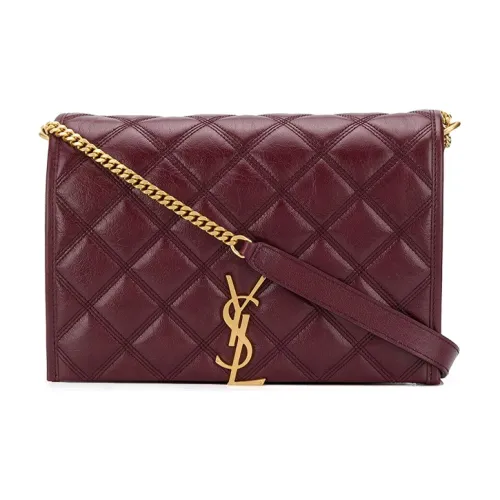 SAINT LAURENT Lambskin Crossbody Mini Bag Women's Burgundy