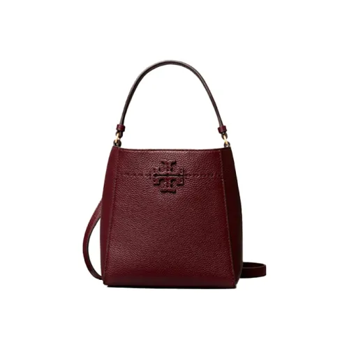 TORY BURCH McGraw Корова Кожа Ведро-Формовая Сумка Сумка Плечевая Сумка Маленькая Женская Бордовая