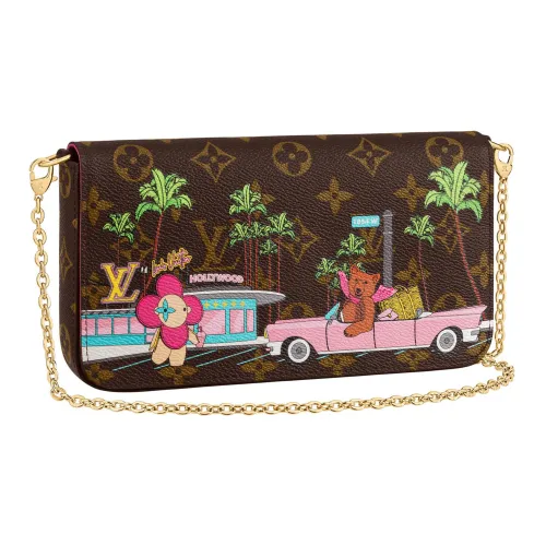 LOUIS VUITTON Pochette Felicie Холст 3 в 1 Сумка с цепочкой Сумка через плечо Сумка на плечо Стандартная Женская Коричневая