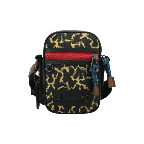 COACH Terrain Холст Телячья кожа Кросс-боди Сумка Мини Унисекс Камуфляж Желтый