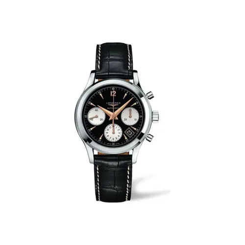 LONGINES Soimia Collection Автоматический Механический Механизм Мужские Часы 39 мм Черный Циферблат Корпус из Нержавеющей Стали Кожаный Ремешок