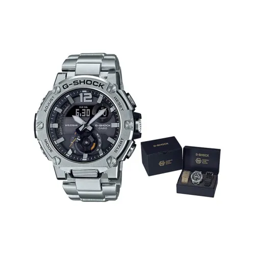 CASIO Солнечный Кварцевый Механизм Мужские Часы Steel Collection Dual Display Disk 51мм*50,3мм Серебряный