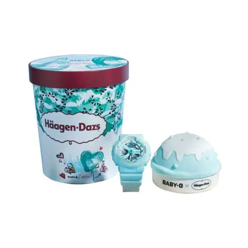 CASIO Baby Ice Cream Collection Особенный Коробка Кварцевый механизм Смольный ремешок Часы Женские часы Зеленый циферблат