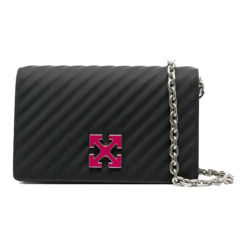 Off Белый Кожа Сумка через плечо Женская Черная