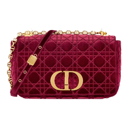 DIOR Caro Вышивка Сумка через плечо Средняя Женская Бордовая