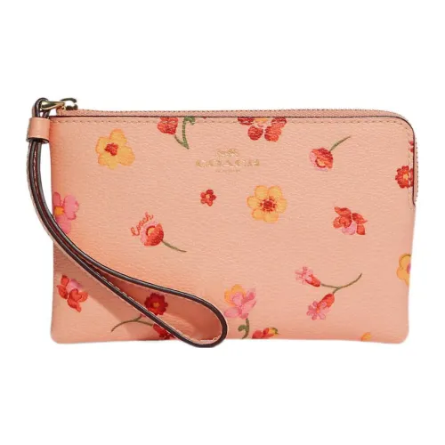 COACH Wristlet Кожа Кошелек Запястье Сумка Маленький Женский Розовый