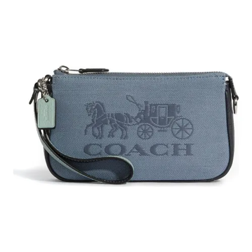 COACH Nolita Ткань с кожаными вставками Маленькая сумка Сумка через плечо Клатч Браслет-сумка Маленький Женский Синий