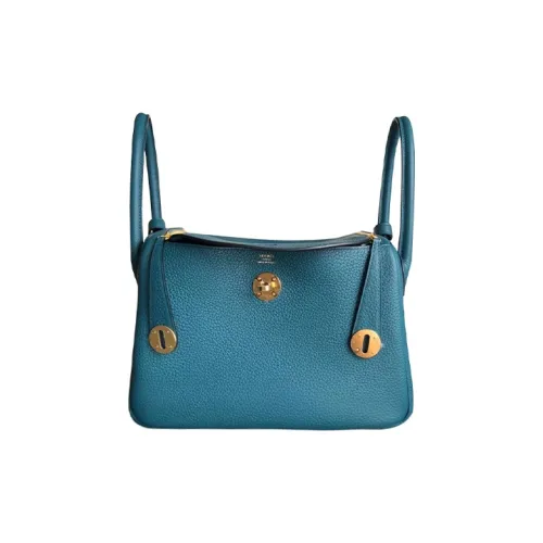 HERMES Lindy Taurillon Clemence Коровья кожа Сумка через плечо Женская W0 Vert Bosphore Bosphorus Зеленый