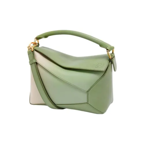 LOEWE Пазл NAPPA Коровья кожа Сумка через плечо Сумка на плечо Женская Овсяный Оливково-зеленый