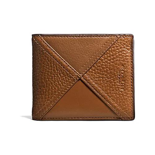 COACH 3 IN 1 Wallet Коровья кожа Бифолд кошелек из кожи Мини Мужской Коричневый