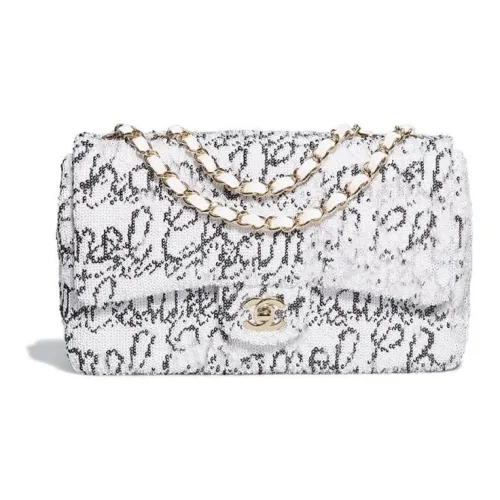 CHANEL Classic Flap CF Блестящая Сумка через плечо Женская Многоцветная Черная и Белая