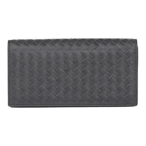 Bottega Veneta Телячья кожа Длинный складной кошелек унисекс темно-серый