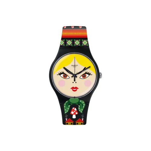 SWATCH ORIGINALS Collection Кварцевый механизм Женские часы 41 мм Желтый циферблат Часы Пластиковый корпус Часы Силиконовый ремешок
