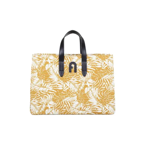 Furla Kenzia Нейлон Холст Кожа Тоут Сумка Сумка через плечо Сумка Большая Женская Желтая