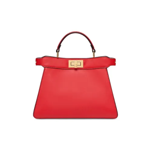FENDI Peekaboo ISeeU Кожа Сумка Маленькая Женская Красная