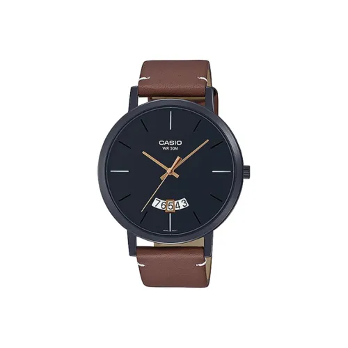 CASIO Standard Series Кварцевый механизм Естественная кожа Ремешок Часы Мужские Черный циферблат MTP B100BL 1EV