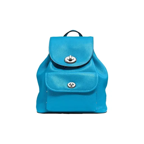 COACH Turnlock Кожа Рюкзак Маленький Женский Синий