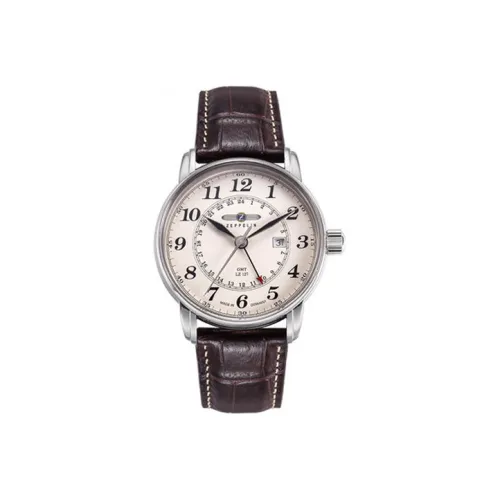ZEPPELIN Piaget Collection Кварцевый механизм Мужские часы Циферблат Белый Корпус из нержавеющей стали Ремешок из натуральной кожи