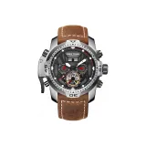 RGA3532-Белый корпус, черный циферблат, красные стрелки, коричневый кожаный ремешок