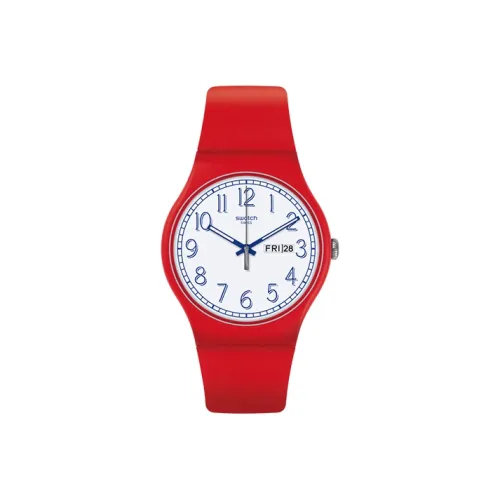 Swatch Quartz Механизм Женские часы 41 мм Белый циферблат Пластиковый корпус Часы Силиконовый ремешок