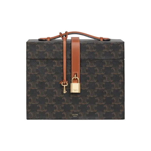 CELINE Triomphe Искусственная кожа с коровьей кожей парфюмерная коробка сумка для хранения женская рыжевато-коричневый