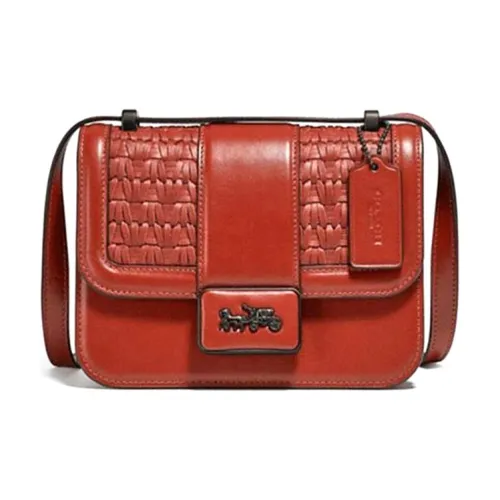 COACH Alie Кожа Курьерская Сумка Маленькая Квадратная Сумка Сумка через плечо Маленькая Женская Темно-Красная