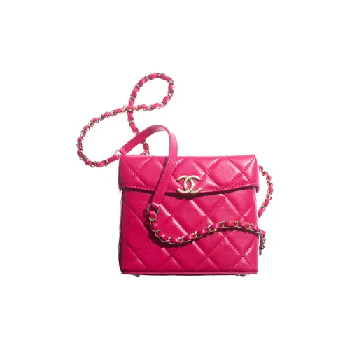 CHANEL Sheepskin Маленькая Коробка Сумка Сумка через плечо Женская Темно-розовая